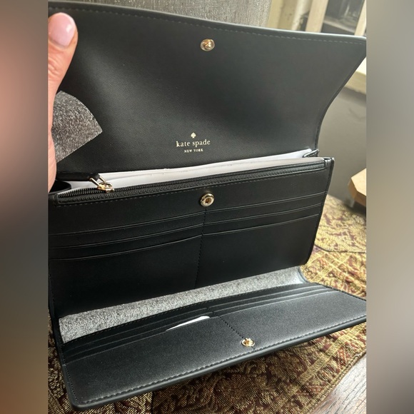 Authentic KATE SPADE Saffiano leather trifold travel large snap wallet - Picture 6 of 11